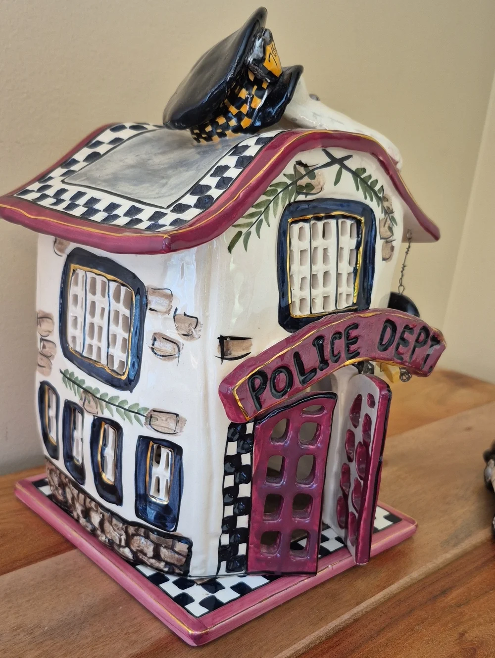 Blue Sky Clayworks Whimsical Ceramic Police Dept. & Car - Heather Goldminc